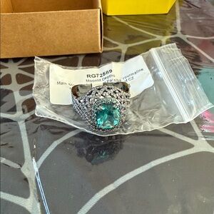 Emerald Green and Hematite Statement Ring